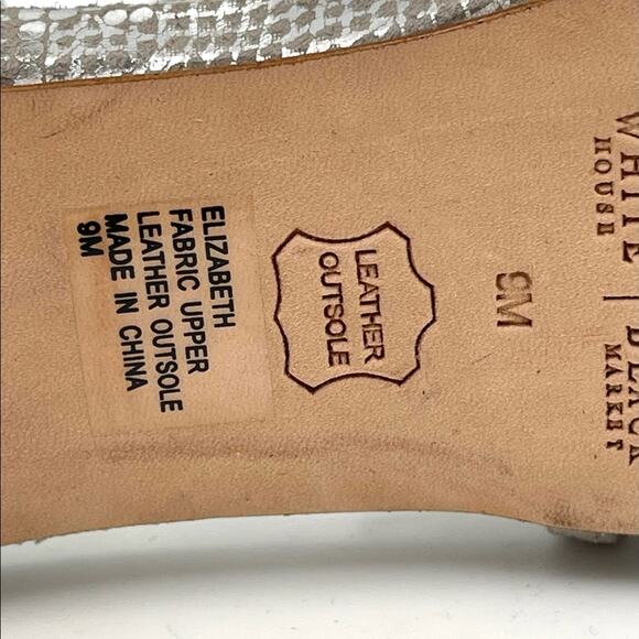 WHITE HOUSE BLACK MARKET ELIZABETH strappy heel sandals silver  fabric upper  9 - Picture 7 of 11